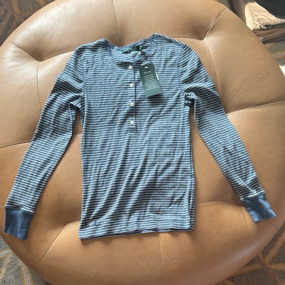Ralph Lauren Tops - Ralph Lauren Blue Striped Long Sleeve Henley